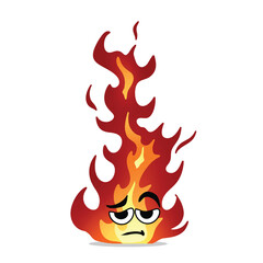tired fire mascot illustration for design. cute and playful concept.  flame, burning, hot, inferno, danger, energy, and firestorm themes themes