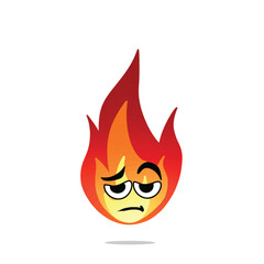 tired fire mascot illustration for design. cute and playful concept.  flame, burning, hot, inferno, danger, energy, and firestorm themes themes