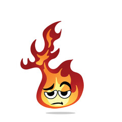 tired fire mascot illustration for design. cute and playful concept.  flame, burning, hot, inferno, danger, energy, and firestorm themes themes