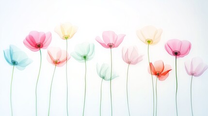 Naklejka premium Watercolor Flowers with Soft Delicate Brushstrokes and Pastel Tones, Captured in Natural Light, Artistic Botanical Illustration.