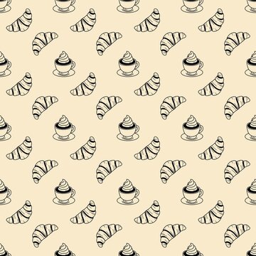 illustration in sketch style with graphic elements. Seamless pattern from a large set of PARIS.