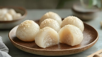 Glutinous rice dumplings with sesame filling.