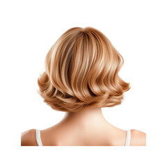 Fototapeta premium A stylish blonde bob hairstyle with soft curls and a smooth texture, showcasing elegance and modern trends.