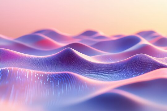 Digital landscape forming gentle hills with binary code flowing