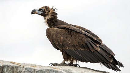 Obraz premium Cinereous Vulture, Black Vulture, Aegypius Monachus, Vintage Bird Photography, Rare Bird of Prey, Wildlife Photo