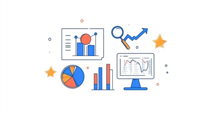 Business data visualization icons set. Use for presentation slides