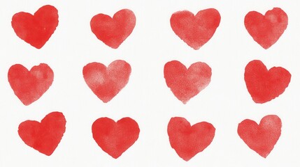 A romantic Valentine's Day postcard with watercolor heart illustrations