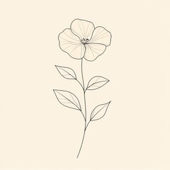 Elegant line art flower on beige background (1)