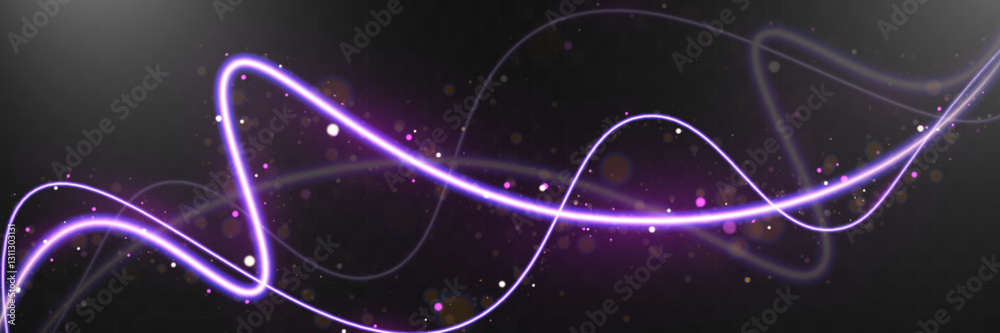 Aufkleber Abstract glowing light trails with bokeh and sparkles on a smooth background. Dynamic motion effect for futuristic, digital, and technology-themed designs.
