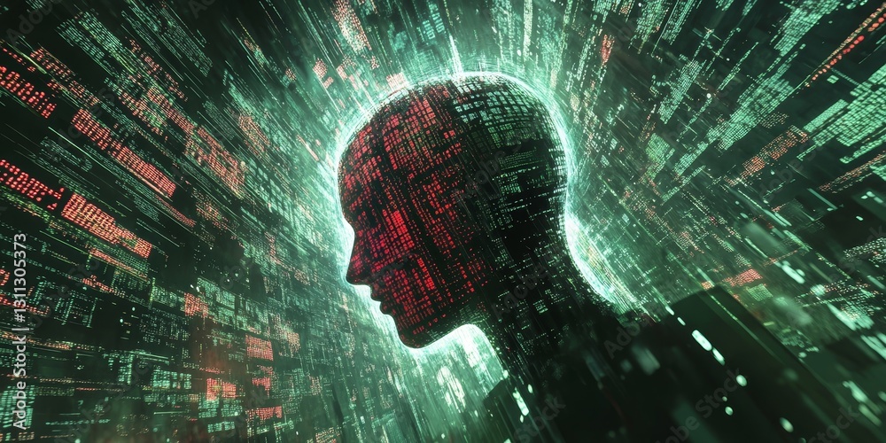 Poster abstract representation of artificial intelligence with data visualization