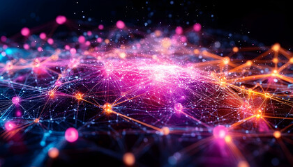 Network connecting points in a digital, abstract space