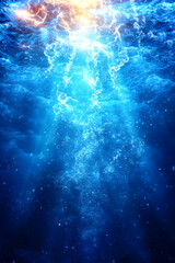 Obraz premium Ocean sunlight pierces the depths, creating an ethereal underwater scene