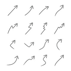 Set of hand drawn arrow symbol art decoration.
