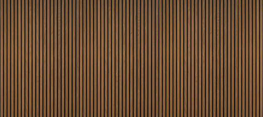 Wood background banner panorama long - Brown wooden acoustic panels wall texture , seamless...