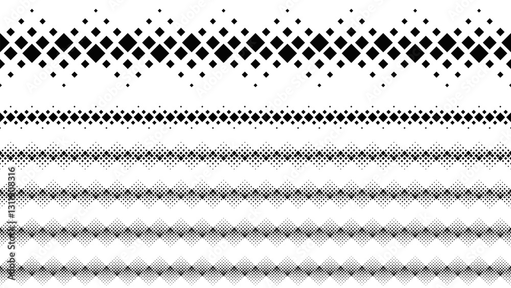 Poster abstract repeating monochrome square pattern separator line set