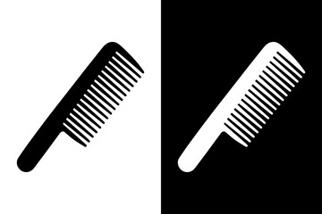 Classic Hair Grooming Comb Icon Black and White Silhouette Vector for Beauty & Fashion.