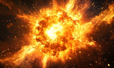 Naklejka premium fire explosion on black background, Generative AI