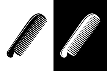 Hair Comb Silhouette Vector Icon Black and White Background.