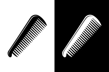 Hair Comb Silhouette Vector Icon Black and White Background.