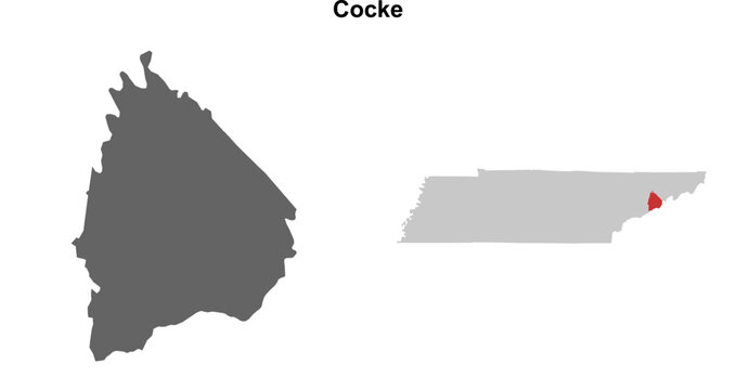 Cocke County (Tennessee) blank outline map set