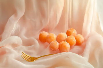 Floating Gulab Jamun in soft pastel tones