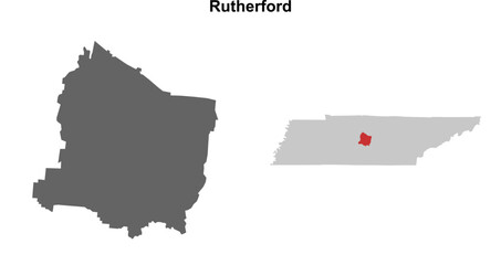 Rutherford County (Tennessee) blank outline map set