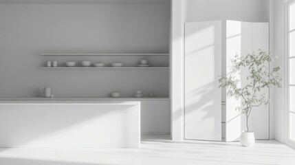 Aesthetically pleasing modern kitchen with white counters