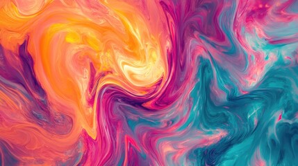 An abstract illustration of flowing paint in vibrant color combinations