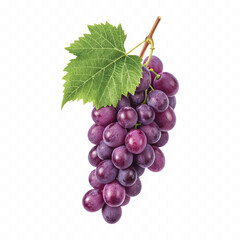 abstract 3d fresh grapes with green leaf isolated on a white background