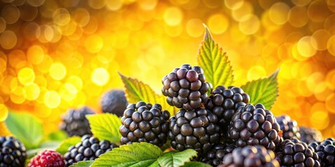 Juicy Blackberries on Vibrant Yellow Background - High-Resolution Photo