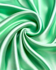 Obraz premium Silky mint fabric swirling on a surface creating an elegant, smooth backdrop