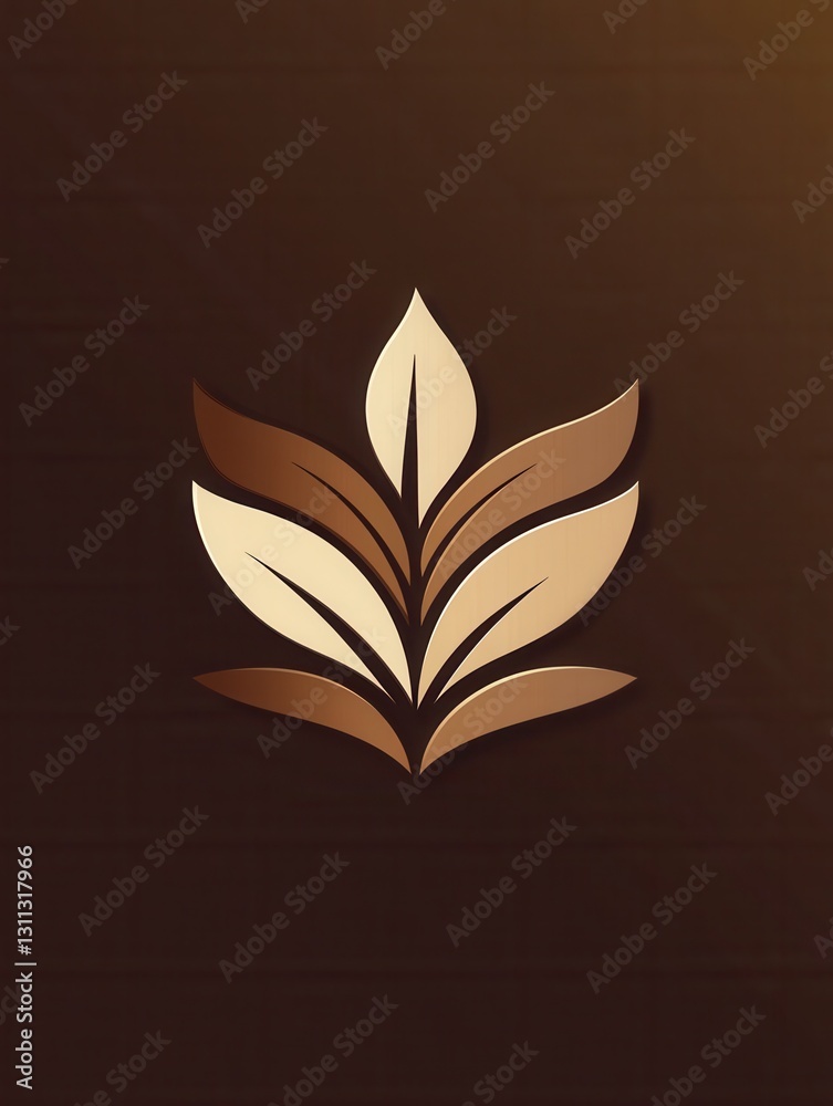 Poster clean and simple logo design of a flat chocolate bar featuring rich brown tones and elegant leaf sha