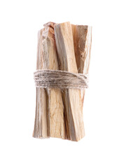 Bunch of palo santo sticks on white background