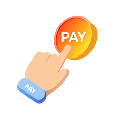 Finger pressing pay button icon