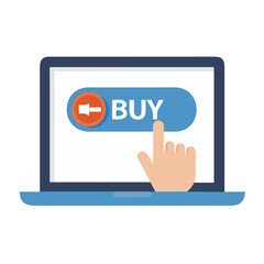 Online shopping buy button on laptop