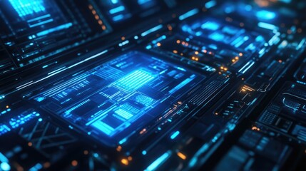 Fototapeta premium A futuristic computer circuit board displaying data and information