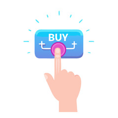 Hand clicking buy button with glow effect