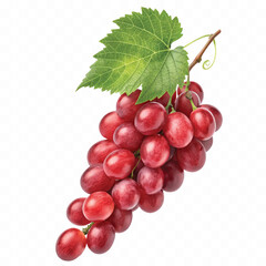 abstract 3d fresh grapes with green leaf isolated on a white background
