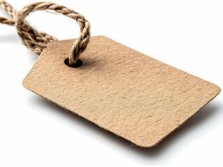 A minimalist blank tag crafted from natural kraft paper, designed for labeling items or adding a personal touch to gifts and crafts.