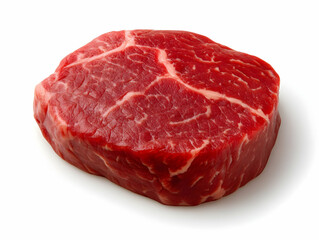 Fototapeta premium A raw piece of marbled beef displaying rich colors and texture, perfect for culinary use and meat recipes, ideal for food photography and presentations.