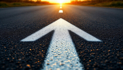 asphalt road with arrow