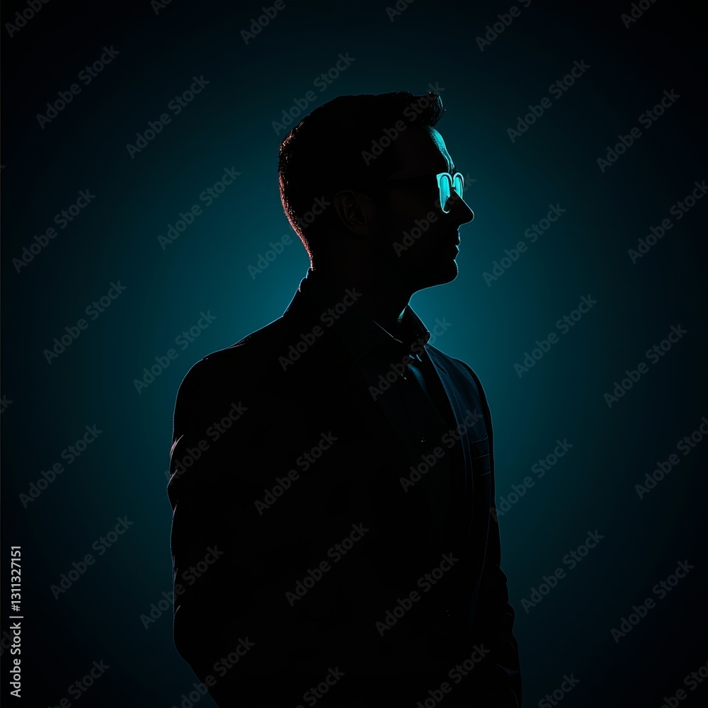 Canvas Prints a man in a suit is standing in front of a blue background