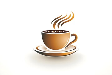 Elegant Coffee Cup Illustration Steam, Beans, Brown Gradient Design