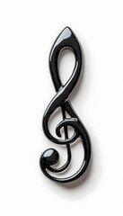 Obraz premium Treble clef rests on white backdrop, shadow suggesting depth and dimension