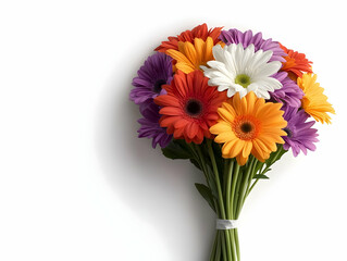 A vibrant bouquet of colorful daisies featuring shades of red, orange, yellow, purple, and white, perfect for bringing joy and beauty to any space.