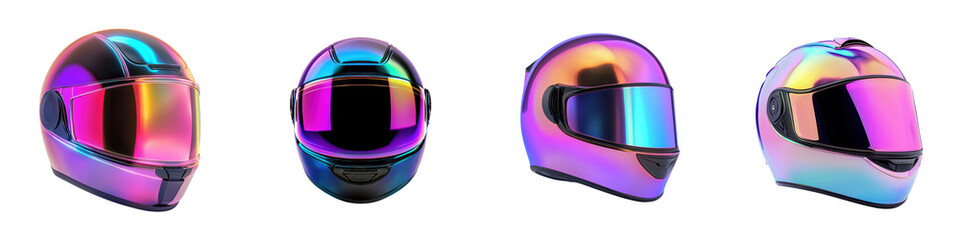 Futuristic Vibrant and Sleekly Designed Motorcycle Helmets Showcasing the Latest Innovations in Protective Gear for High Speed Adrenaline Fueled Extreme Sports and Racing Pursuits