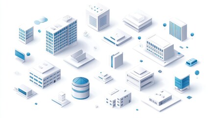 Isometric Cityscape Buildings Abstract Background