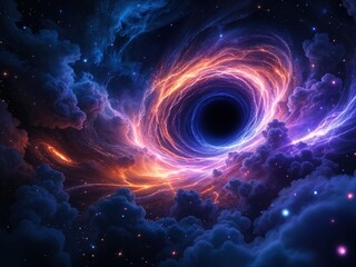 Fractal background with nebula and stars. 3D rendering. Cosmic Vortex
