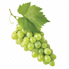 abstract 3d fresh grapes with green leaf isolated on a white background