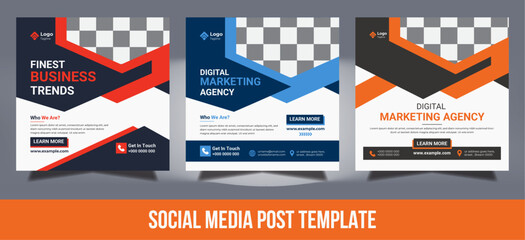 Editable creative colorful Business marketing agency promotion social media post template design